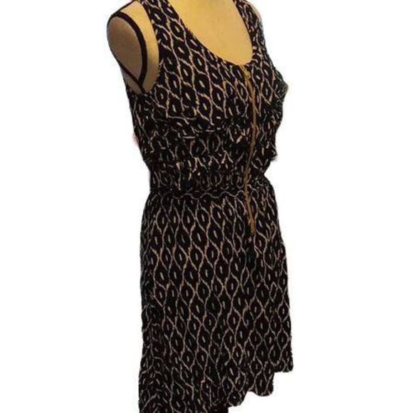 Xhilaration Black & Yellow Front Zip Knee Length Dress Women's Size Large - Picture 3 of 6